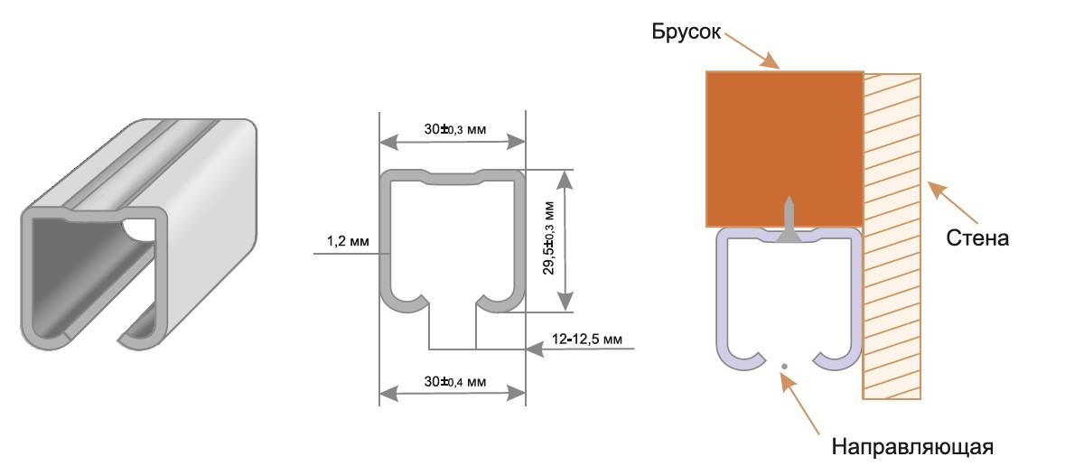 Направляющая для раздвижных дверей, сталь, длина 3 м арт: INL 3 (Steel)